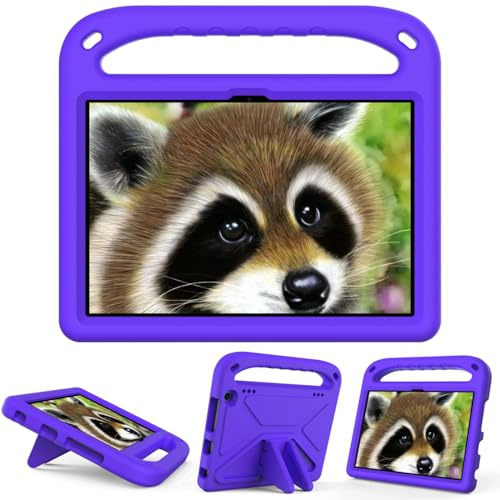 leleyo Custodia per tablet per Amazon Fire HD 8 e 8 Plus 8 pollici (2020/2022/2024) Custodia per bambini Maniglia antiurto Leggero Stand Cover protettiva Viola