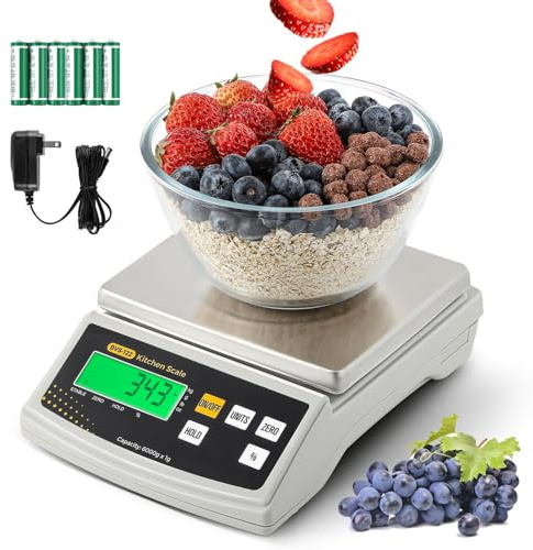 Bonvoisin 2 gr/ 6 kg Bilancia Cucina Digitale in Once e Grammi, con Funzione Percentuale e Tara, Piattello in Acciaio Inossidabile, Alta Precisione Pesa Alimenti per Cucinare, Dolci, Candele e Saponi