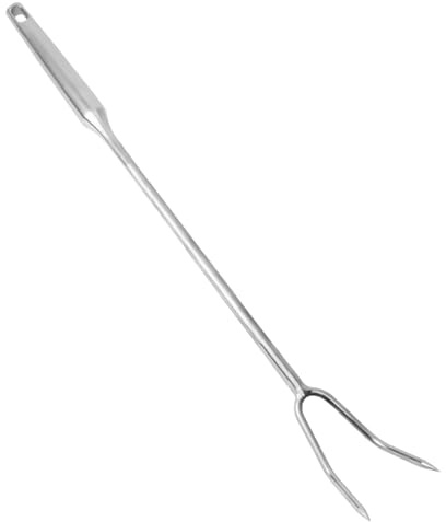 Gcljlmy Forchetta trinciante per carne, acciaio inox 304, pratico utensile da cucina, versatile, professionale, con denti, per grigliare e trivellare (manico in acciaio 50 cm)