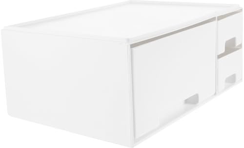 Alipis Support D'écran Tiroir, Étagère de Rangement ABS Blanche | Organisation pour Cosmétiques et Petits Objets, Bords Lisses, Forte Capacité, Pratique pour Bureau et Études