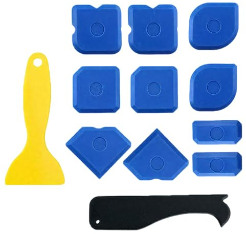 12 Pcs Caulking Tool Kit, Silicone Sealant Finishing Tools with Caulk Remover and Smoothing Scraper, Silicone Removal Tool Set for Bathroom Kitchen Sink Shower Tile Gap Sealing and DIY Repair