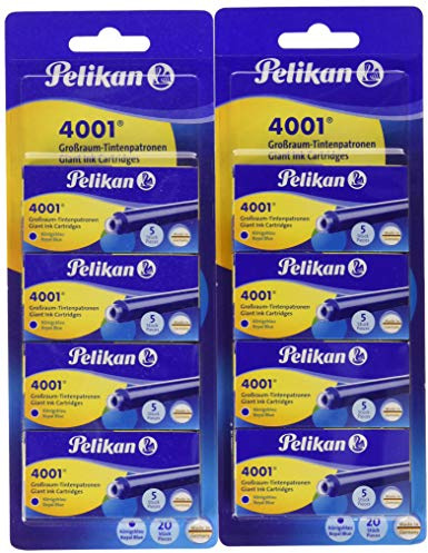 Pelikan 330894 Tintenpatronen 4001®, 20 Stück, 4 x 5 Großraum-Patronen, königsblau (4 x 5 Großraum-Patronen, königsblau, 2)