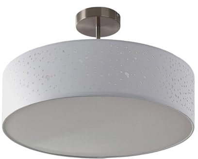 Lindby Stoff Deckenlampe rund 50,5 cm, weiß Textil-Sternenhimmel 3x E27 max. 60W ohne Leuchtmittel Textil Deckenleuchte Schlafzimmer
