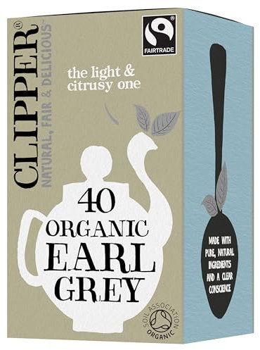 Clipper Organic Earl Grey Tea Bags | Natural, Unbleached, Plant-Based Biodegradable & Non GM Black Tea | Eco Conscious & Fair Trade Tea Bags | 40 Teabags