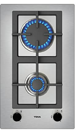 TEKA Placa de Gas 30 cm, 2 Fuegos, Mandos Frontales Metalizados, Quemadores Alta Eficiencia, Autoencendido, Modelo EFX 30.1 2G AI AL CI