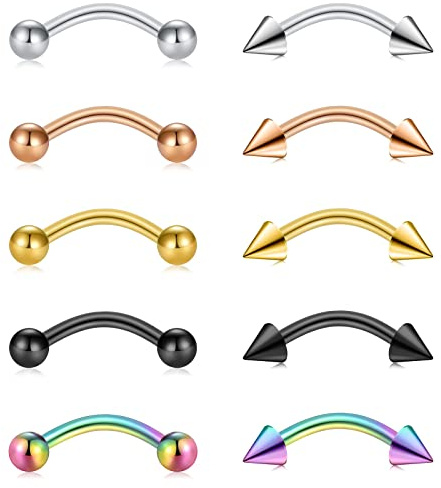AceFun Curved Barbell Belly Bars Sourcils Bars Bananabells Acier Inoxydable Boucles D'oreilles Helix Cartilage Oreille Piercing Corps Bijoux Longueur 14G-12MM