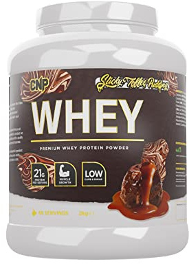 CNP Professional Premium Whey Protein Powder 2kg & 900g, 21g Protein, Low Carb, Easy Digestion, 66/30 Servings, Vegetarian, Halal, 12 Great Flavours (2kg, Sticky Toffee Pudding)