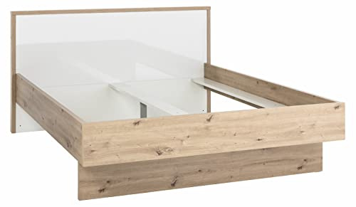 Composad | Letto della Linea MUNDI con Spazio per 2 Cassetti (non inclusi), Letto King Size Contenitore, (LxAxP) 193,30x98,10x218 cm, Colore Rovere Mielato e Bianco laccato, Made in Italy