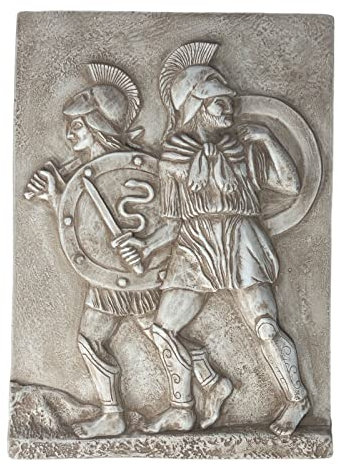 Ancient Greek Warriors Wall Tablet Bass Relief Terracotta Sculpture Home Decor
