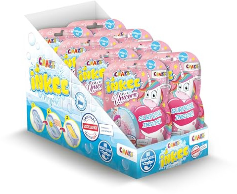 INKEE Surprise Unicorn Pack de 8 Bombas de baño de Unicornios para niños, con Sorpresa, Juguete de Unicornios para la bañera, con Aroma a Palomitas