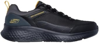 Skechers Skech-Lite Pro Ankkor Baskets pour Homme, Maille en Cuir Noir TPU avec Bordure Jaune Anthracite, 41 EU
