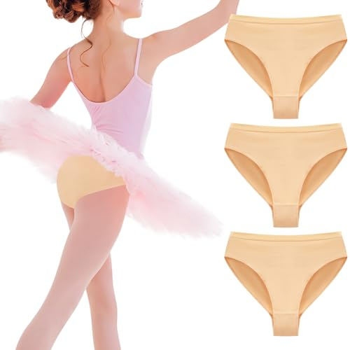 Charmi Mädchen Unterhosen Dance Ballett Unterwäsche Einfarbig 3er-Pack Beige 146 (Herstellergröße 150)