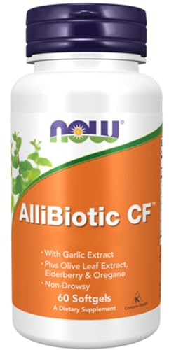 Now Foods, AlliBiotic, with Garlic Extract and Olive Leaf Extract, 60 Softgels, Gluten-Free, GMO-Free