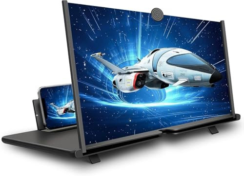 Blumacht Amplificador de Pantalla para Movil, 18 Pulgadas HD Lupa para Móvil, 3D Pantalla Anti Luz Azul para Ver Películas y Videos, Lupa Pantalla Plegable para Todos los Smartphones