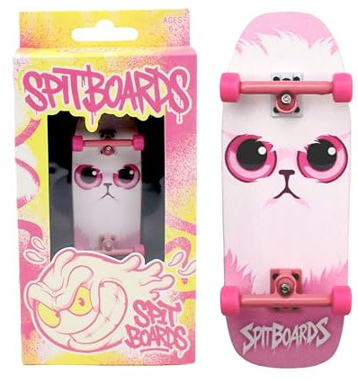 SPITBOARDS 34 mm fingerboard Oldschool Cruiser Pro, 5-lagers förmonterad trä, per lastbil, mjuk uretan 60D bärhjul, verklig användning grafik, lasered skumtejp Pink Cat Babe