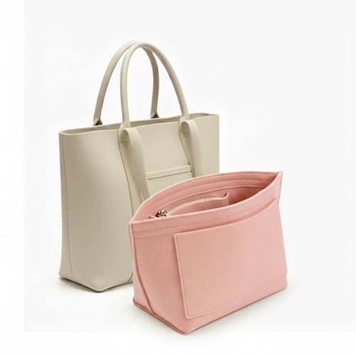 lumanothy Väska Organizer Shoppare, handväskearrangör med flera fickor, filt longchamp arrangör för longchamp, polen, mammaväska, shoppingväska, rosa, L