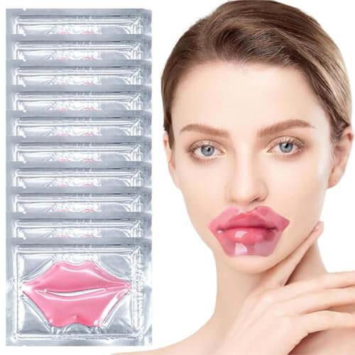 GGUFAY 10 pezzi Maschera labbra idratante, Maschera labbra al collagene e cristalli, assicura labbra super morbide, cuscinetti labbra idratanti anti-invecchiamento per labbra secche e screpolate