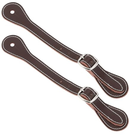 ECSiNG 2pcs Cinghie per Speroni in Pelle Marrone Regolabili Cinghie per Speroni in Pelle Bovina Monostrato per Cavalieri