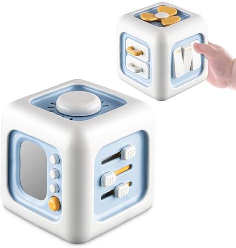 lerrbo Cube d'activité pour bébé de 1 an, jouets Montessori pour bébé fille, cube sensoriel de voyage pour les tout-petits de 1 à 3 ans, apprentissage de la motricité fine, cadeaux de 1er anniversaire
