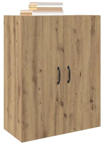 vidaXL Armadio a Muro in Rovere Artigianale in Legno Compensato. Dimensioni: 69.5 x 34 x 90 cm. Fissabile al Muro, Offre Tanto Spazio per riporre Oggetti. Finitura Opaca e Maniglie a Barra, Ideale p