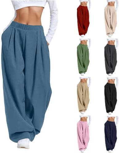 Pantalon Jogging Femme Chic Et Elegant, Pantalon Detente Femme Baggy Pantalons Taille Haute Décontracté Jogging Large Taille Elastique De Sport