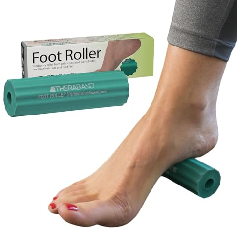 THERABAND Foot Roller for Foot Relief, Massage Ball Roller for Arch Discomfort, Plantar Fasciitis Treatment, Heel Spurs Reliever, Tired Feet, Best Foot Massager with Ridges for Self Myofascial Release