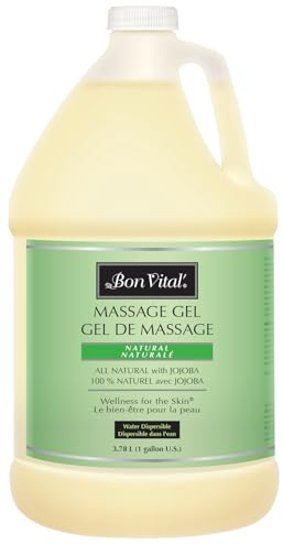 Bon Vital' Naturale Massage Gel, 1 Gallon, Hypoallergenic & Paraben-Free, Natural Massage Lotion Alternative with Botanical Extracts, Lightweight & Non-Greasy Formula, for Sensitive Skin