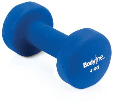 Bodyline Hantel aus Gusseisen, bezogen mit Neopren, stoßfest und rutschfest, Einzelhantel, Fitnessstudio und HomeGym (4 kg)