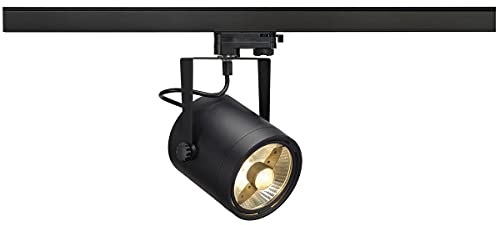 SLV luminaria para sistema trifásico EURO SPOT/proyector, foco led, proyector de techo, luminaria de techo, sistema de carril, iluminación de interior / GU10 75 W negro