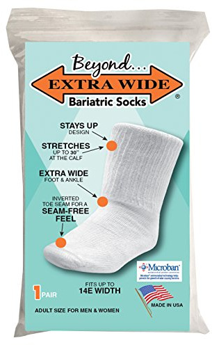 Bariatric Sock for Extreme Lymphedema Calf stretches to 30 (White)