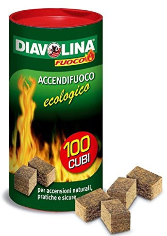 Diavolina 100 unidades. Cubos para encender el fuego. Original Ecológico Sin Petróleo inodoros.