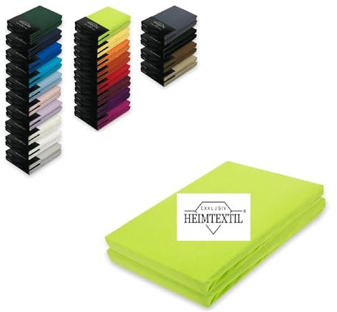EXKLUSIV HEIMTEXTIL Jersey Spannbettlaken Marke Doppelpack 90-100 x 200 cm 100% Baumwolle, Öko - Tex Zertifiziert, Markenqualität, Matratzenhöhe bis 25 cm, Apfelgrün