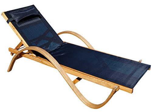 ASS Sonnenliege Paraiso aus Holz Lärche mit Kopfpolster von ALEOS, Farbe:Schwarz