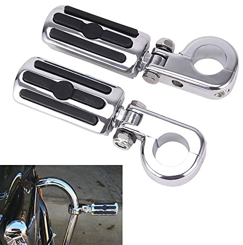 OUMURS 1-1/4 Motorcycle Foot Pegs For 1.25 Engine Guard Highway Pegs For Crash Bars Foot Pedal Bracket Clamp Compatible With Harley Touring Electra Road Glide Road King Street Glide Sportster 883