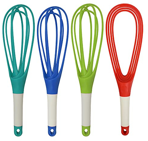 Set di 4 fruste pieghevoli, frusta 2 in 1, frusta piatta e frusta piatta, per riporre oggetti, 29,2 cm di altezza (4)