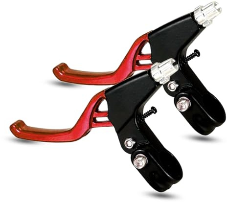 1 Pair Bicycle Brake levers, 2pcs Aluminium Alloy Bike Brake Handle Universal 4 Finger 2.2cm fits for Most Bicycle, MTB、BMX、Road Bike. (Red)