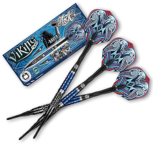 Viking Raven Soft Tip Dart Set | 90% Tungsten Softtip Darts | Hochwertige Dartpfeile Set mit Schäften und Flights | Präzision und Kontrolle | 18 Gramm