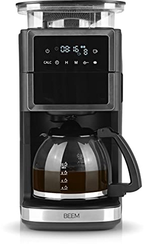 BEEM FRESH-AROMA-PERFECT III Filterkaffeemaschine mit Mahlwerk | Edelstahl | Mit Glaskanne & Warmhaltefunktion | Aroma-Plus-Funktion| 24-H-Timer | 1000 W | für bis zu 10 Tassen