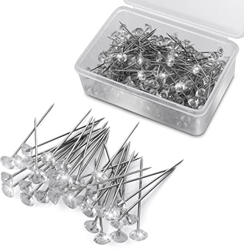 ASTER 200 Stück Diamant Blumenstrauß Pins, Dekonadel Stecknadeln Hochzeit Blumen Nadeln, Stecknadeln Lang mit Box, Gerade Kopf Nadeln für Hochzeitsblumen Schneider Nähen Blumen Handwerk Deko