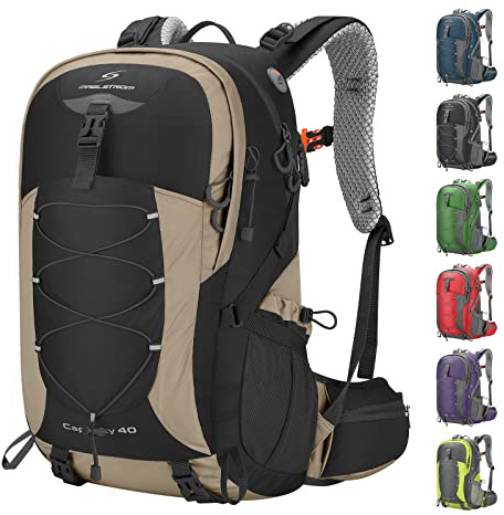 Maelstrom Hiking Backpack,Camping Backpack,40L Waterproof Hiking Daypack with Rain Cover,Lightweight Travel Backpack,Khaki