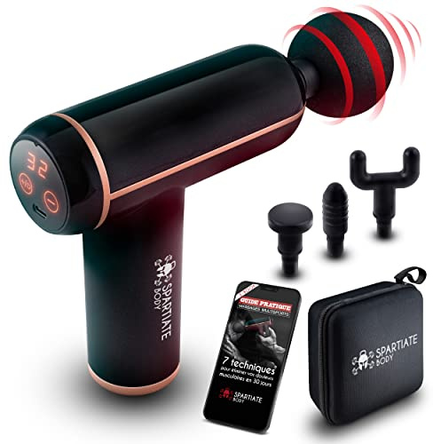 Pistolet de massage musculaire ultra léger et silencieux! masseur 32 vitesses réglables - appareil de massage pour relaxation - massage gun pour récupération des muscles après le sport + ebook OFFERT