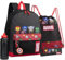 Marvel Schulrucksack Set mit Rucksack Kinder, Turnbeutel, Federmäppchen Jungen, Trinkflasche 470 ml & Keyring - Schul Sachen (Schwarz/Rot Avengers)