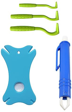 T TAKONE Zeckenkarte mit Lupe, Enthält Satz Zeckenhakens, 1 Zeckenkarte mit Lupe und 1 Zeckenzangen, Zeckenkarten-Werkzeugsatz für Menschen, Kinder, Hunde und Katzen