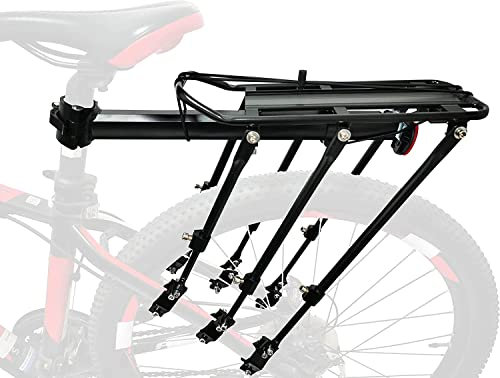 COMINGFIT Hinterrad-Fahrradträger, Fahrrad-Gepäckträger, Schnellspanner, Verstellbarer Fahrradträger aus Legierung, 120 kg Kapazität, passend für 24 Zoll, 26 Zoll, 27,5 Zoll, 29 Zoll Fahrräder