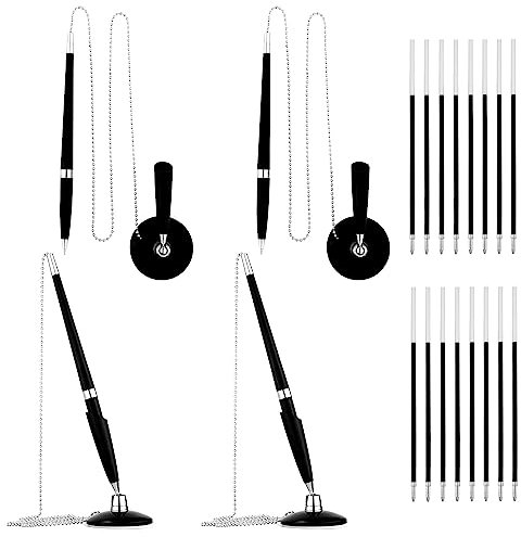 LUTER 4St Stift mit Kette, Stift an Kette Stift mit Befestigter Kette Sicherer Stift mit Kette Stiftketten mit 16St Austauschbaren Ersatzminen Zubehör für Zuhause Büro Bank Hotel
