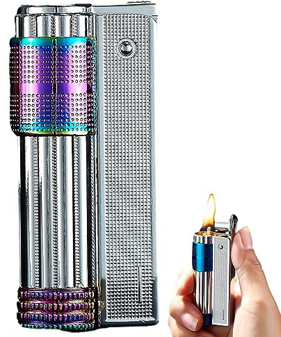 BIUBIULOVE Encendedor De Queroseno Vintage Retro, Encendedor De Trinchera Vintage, Encendedores De Queroseno Recargables Retro Portátiles, Encendedores De Llama Suave De Metal (Vistoso)