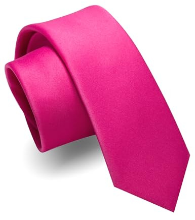 JEMYGINS Cravate Homme Mate 6CM Étroit Slim Plusieurs Couleurs Disponibles en Soie Compris Boîte rose vif