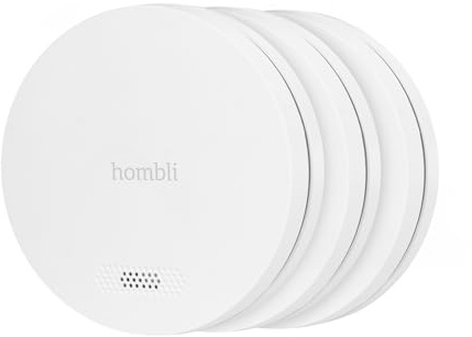 Hombli Smart Rauchmelder 10 Jahren Batterielaufzeit, 85 dB Alarm, Magnethalterung, kompatibel mit Google, Alexa und Siri WLAN, App - 3er Set, Weiß