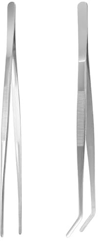 2 pinzette da cucina, pinzette da 30 cm, in acciaio inox, pinzette curve, pinzette per carne, pinzette per grigliare, cuocere, servire, pinze da cucina, utensili da cucina