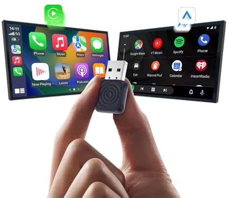 CarlinKit Adaptateur sans fil CarPlay et Android Auto MINI-Ultra 2 en 1, Design Mini Bâton, Mise à Niveau OTA pour Conversion CarPlay/Android Auto